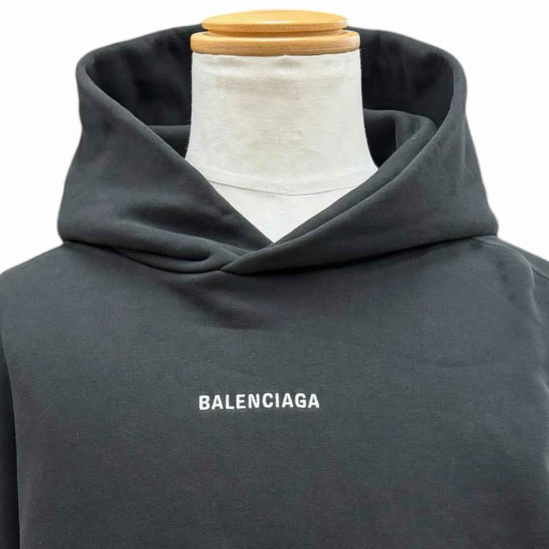 Excellent BALENCIAGA hoodie black cotton mens L 767877