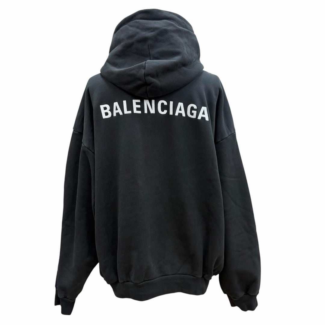 Excellent BALENCIAGA hoodie black cotton mens L 767877