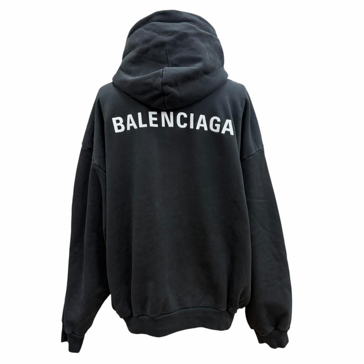 Excellent BALENCIAGA hoodie black cotton mens L 767877