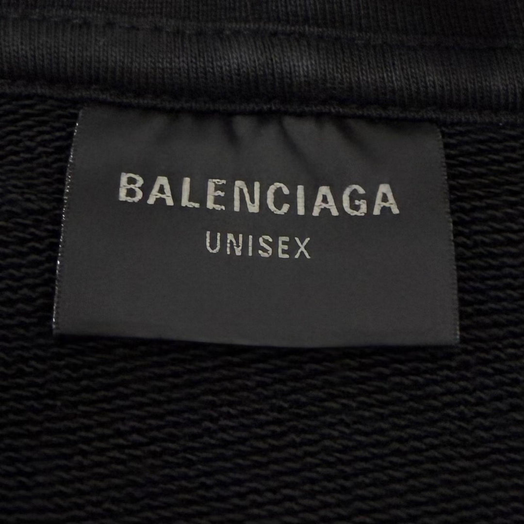 Excellent BALENCIAGA hoodie black cotton mens L 767877
