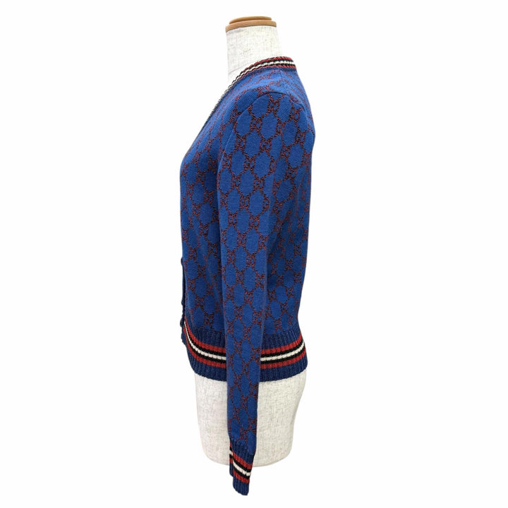 Excellent GUCCI cardigan Interlocking G Button Lame V-Neck XS 478730 X5Z75