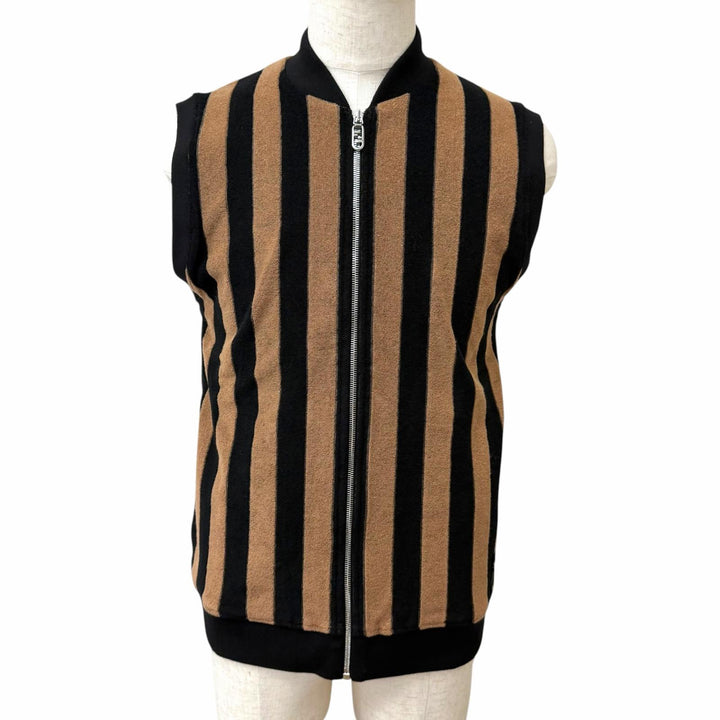 Pristine FENDI Best Pecan Stripe FF Logo Zip Terry Cloth Brown cotton