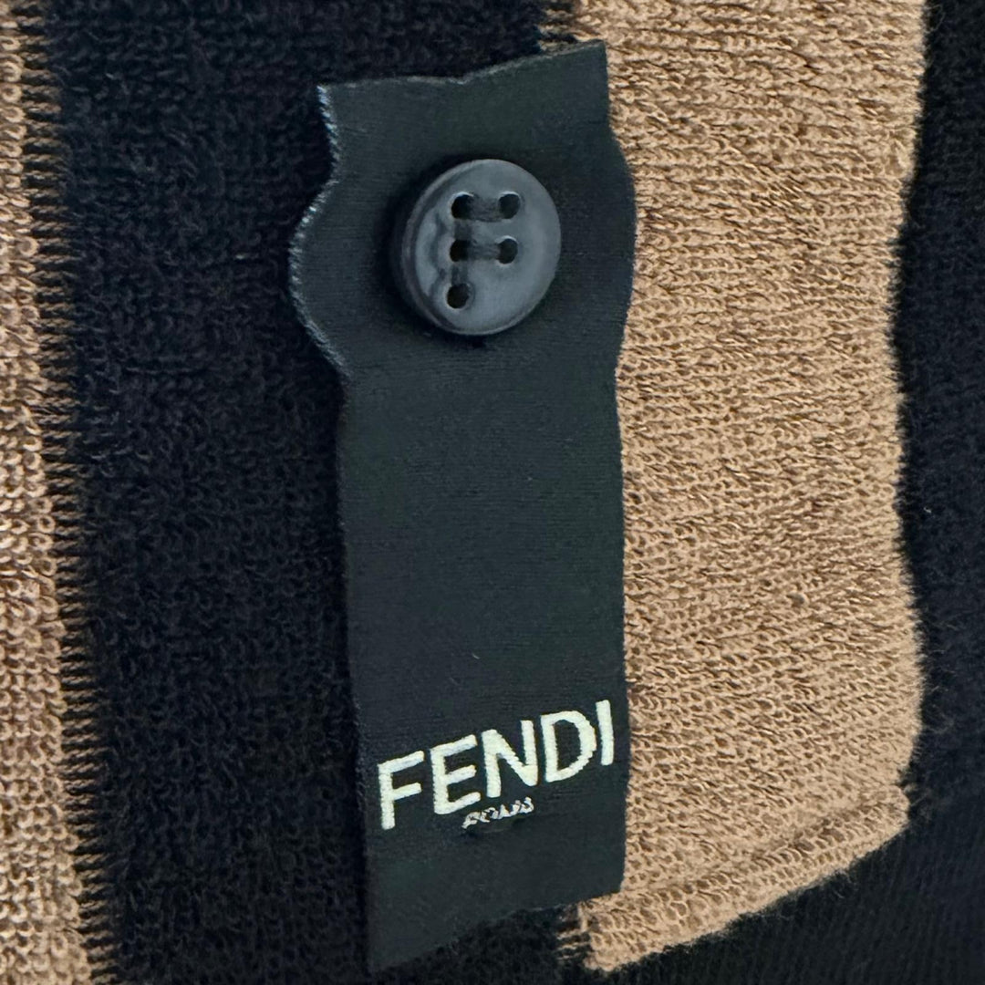 Pristine FENDI Best Pecan Stripe FF Logo Zip Terry Cloth Brown cotton
