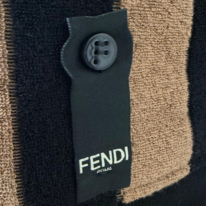 Pristine FENDI Best Pecan Stripe FF Logo Zip Terry Cloth Brown cotton