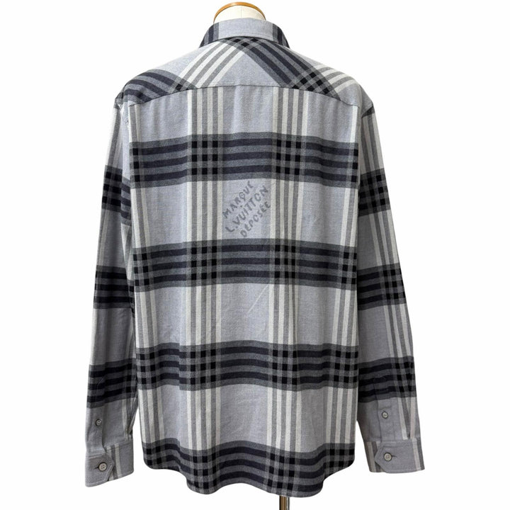 Great LOUIS VUITTON Long sleeve shirt check long sleeve gray cotton