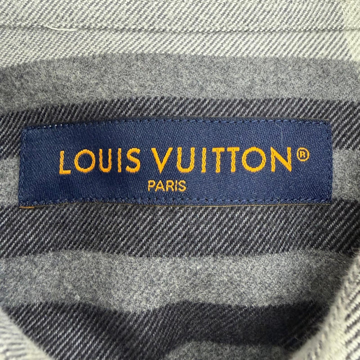 Great LOUIS VUITTON Long sleeve shirt check long sleeve gray cotton