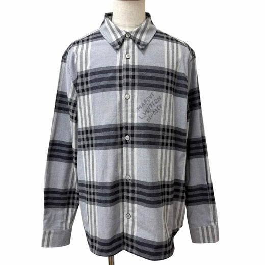Great LOUIS VUITTON Long sleeve shirt check long sleeve gray cotton