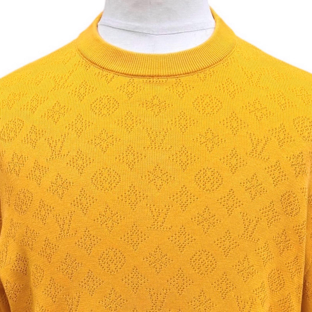 Excellent LOUIS VUITTON sweater Perforated Monogram Long Sleeve Knit yellow S