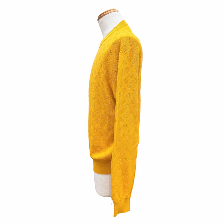 Excellent LOUIS VUITTON sweater Perforated Monogram Long Sleeve Knit yellow S