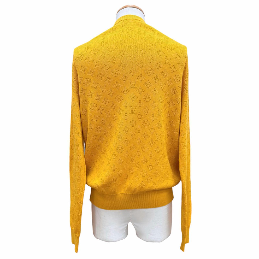 Excellent LOUIS VUITTON sweater Perforated Monogram Long Sleeve Knit yellow S