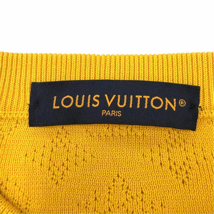 Excellent LOUIS VUITTON sweater Perforated Monogram Long Sleeve Knit yellow S