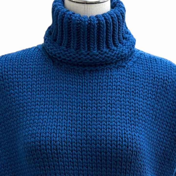 Excellent LOUIS VUITTON knit Leather monogram patch turtleneck sleeveless wool S
