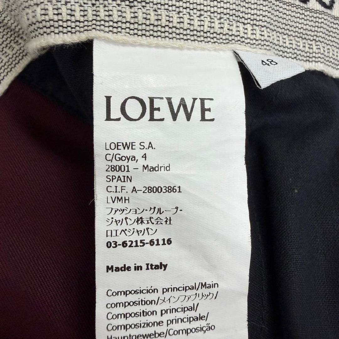 Excellent LOEWE slacks Anagram embroidery side stripe Bordeaux wool mens