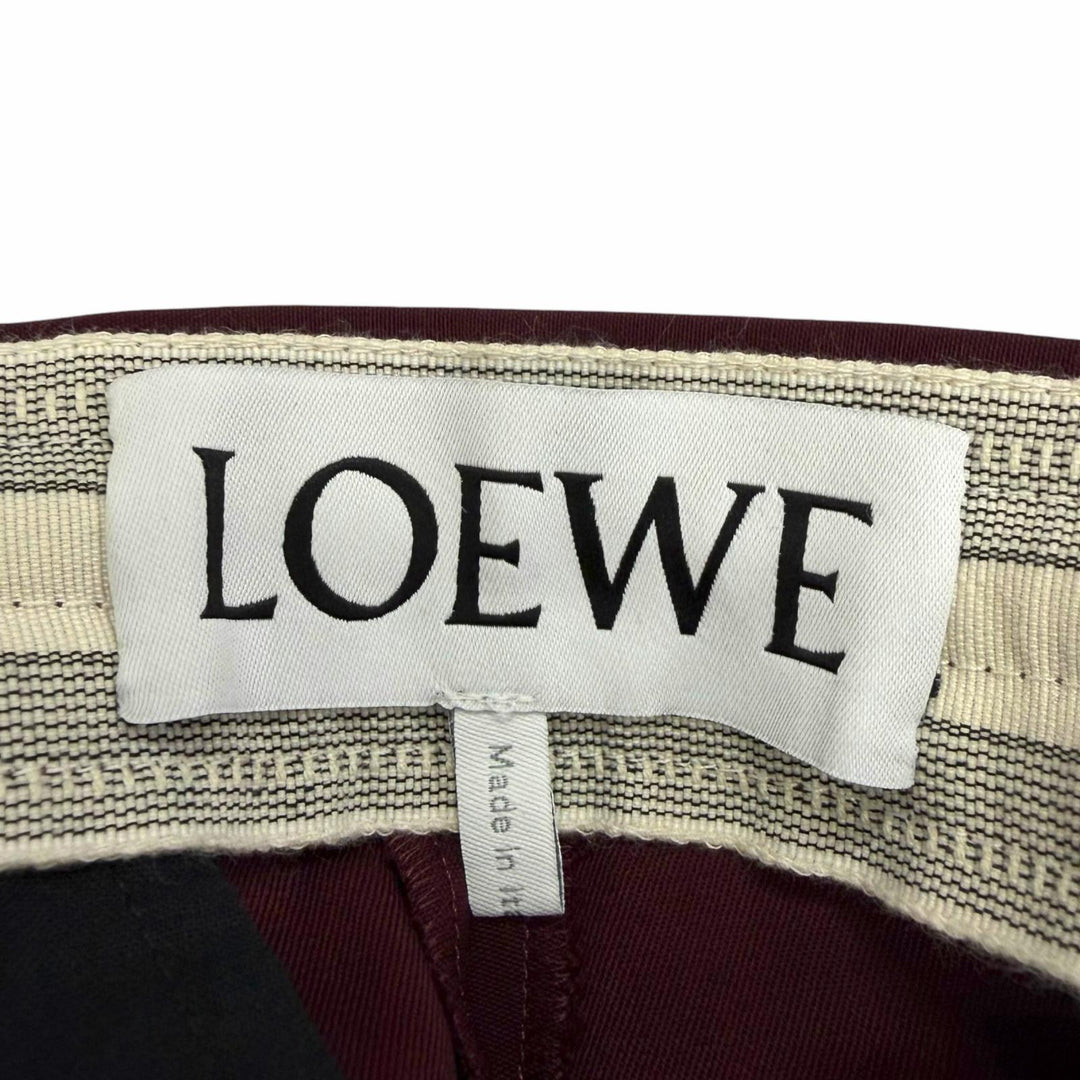 Excellent LOEWE slacks Anagram embroidery side stripe Bordeaux wool mens