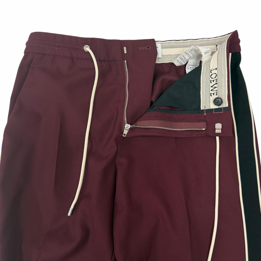 Excellent LOEWE slacks Anagram embroidery side stripe Bordeaux wool mens