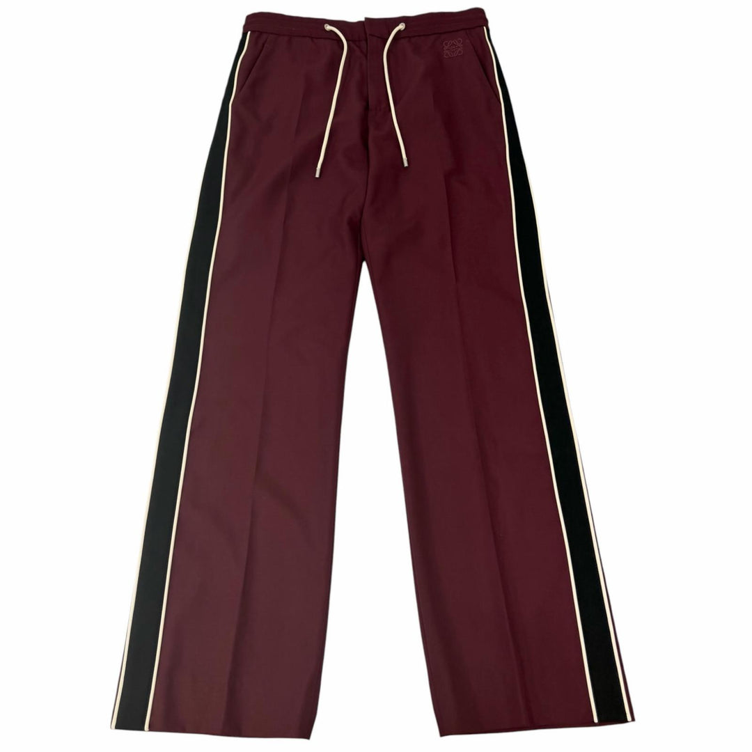 Excellent LOEWE slacks Anagram embroidery side stripe Bordeaux wool mens