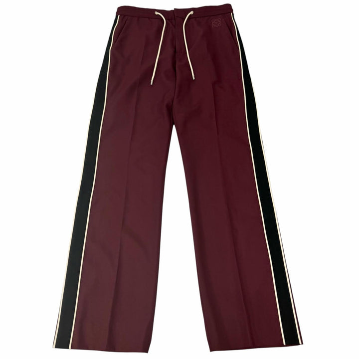 Excellent LOEWE slacks Anagram embroidery side stripe Bordeaux wool mens