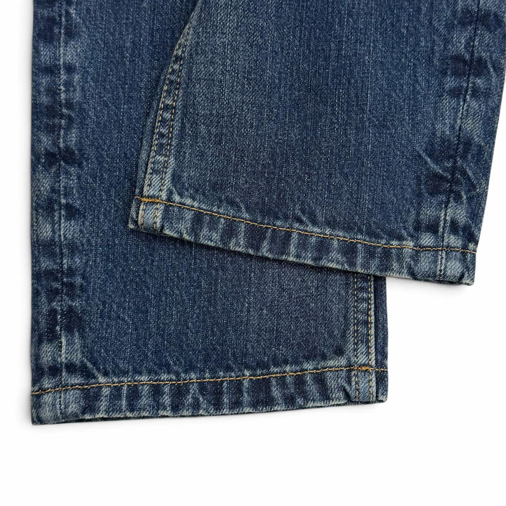 Excellent PRADA Denim pants Leather logo patch selvedge Indigo cotton 25 GFP534