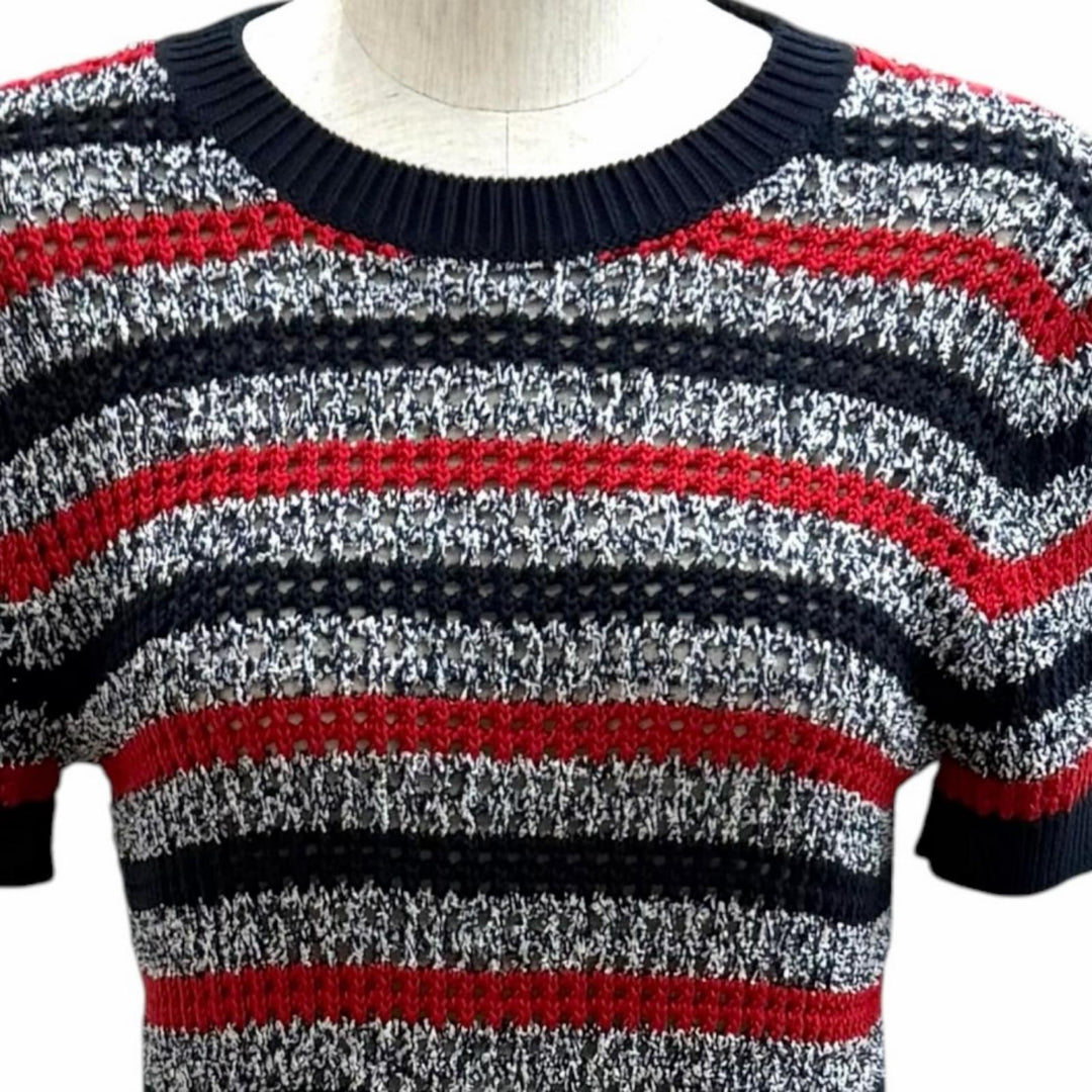 Excellent GUCCI one piece Logo-emblazoned striped crochet knit top XS 835988