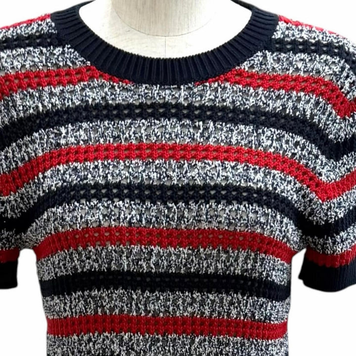 Excellent GUCCI one piece Logo-emblazoned striped crochet knit top XS 835988