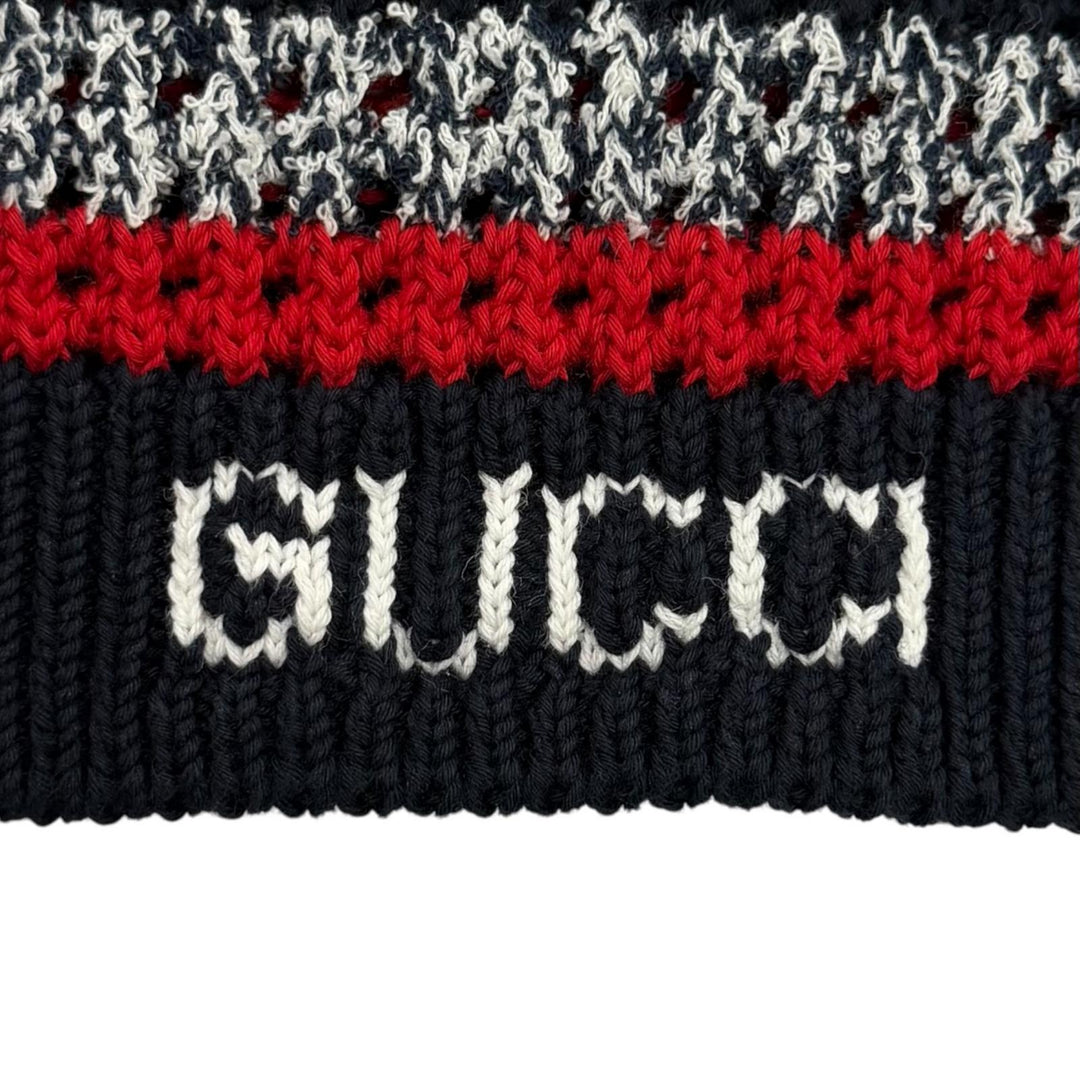 Excellent GUCCI one piece Logo-emblazoned striped crochet knit top XS 835988