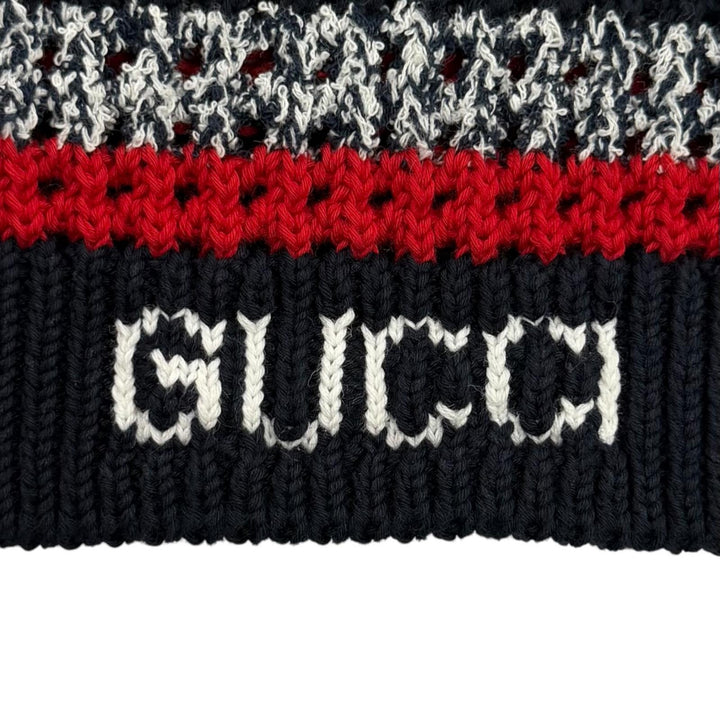 Excellent GUCCI one piece Logo-emblazoned striped crochet knit top XS 835988