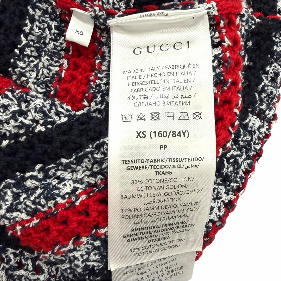 Excellent GUCCI one piece Logo-emblazoned striped crochet knit top XS 835988