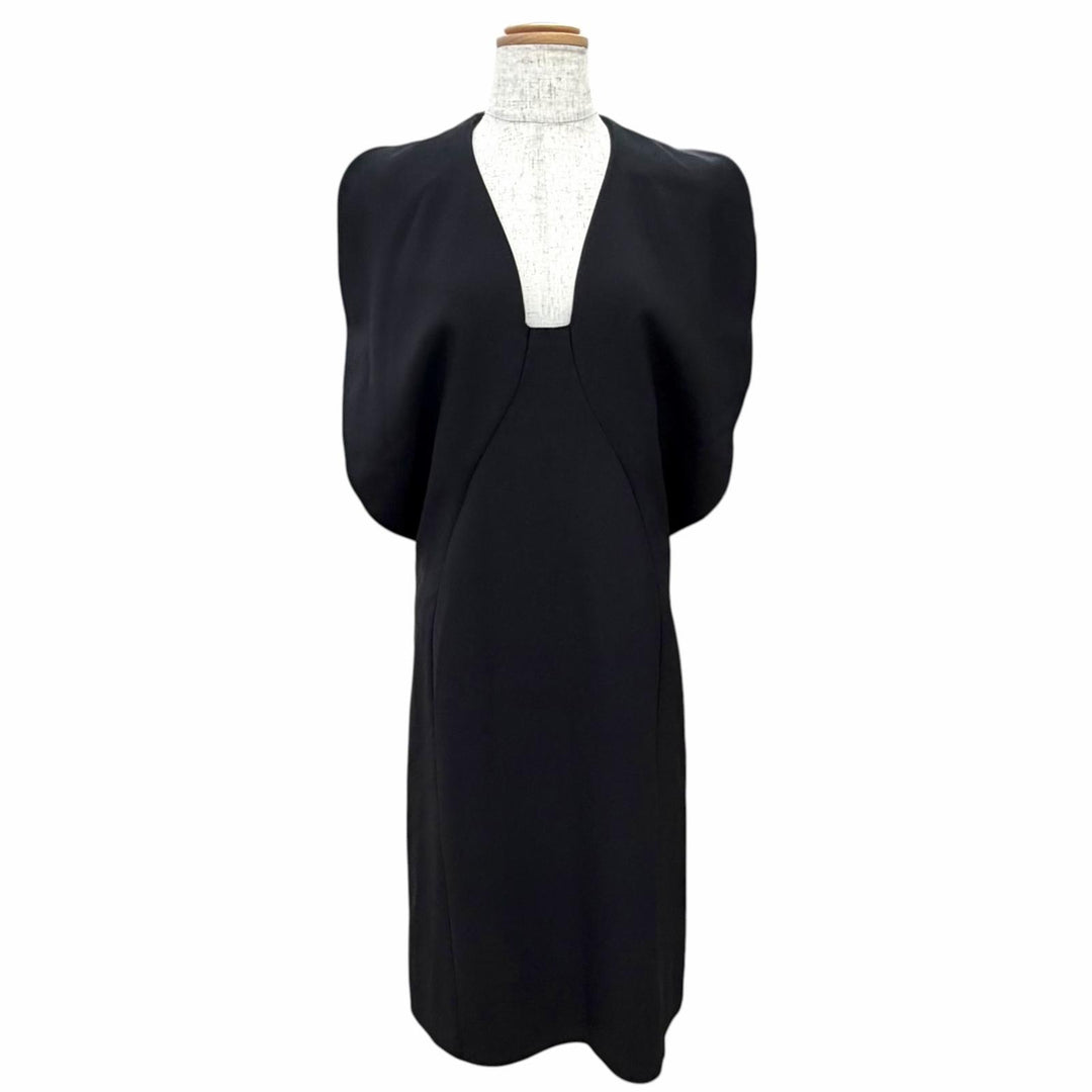 Pristine LOUIS VUITTON one piece Front design sleeveless black silk Women FR 36