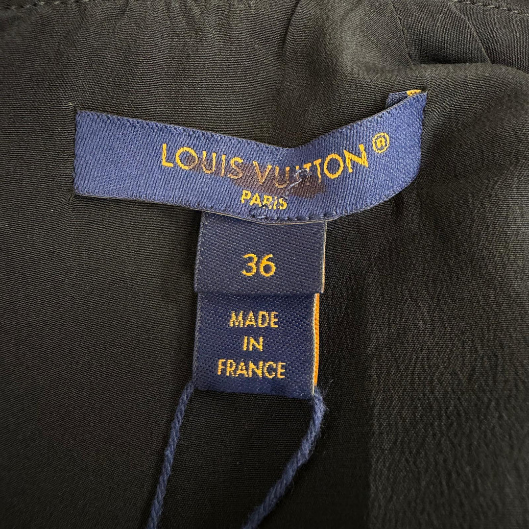 Pristine LOUIS VUITTON one piece Front design sleeveless black silk Women FR 36
