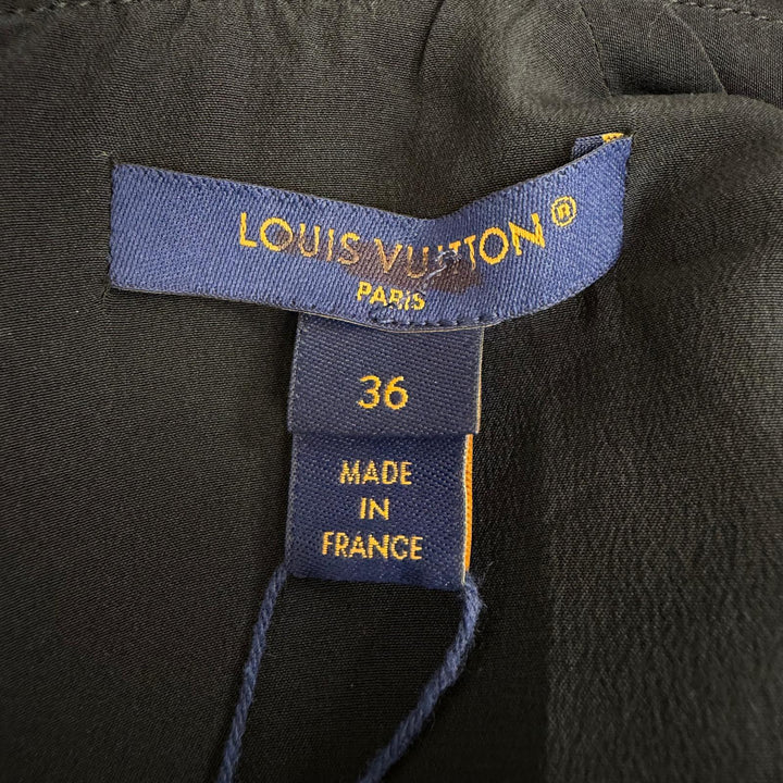Pristine LOUIS VUITTON one piece Front design sleeveless black silk Women FR 36