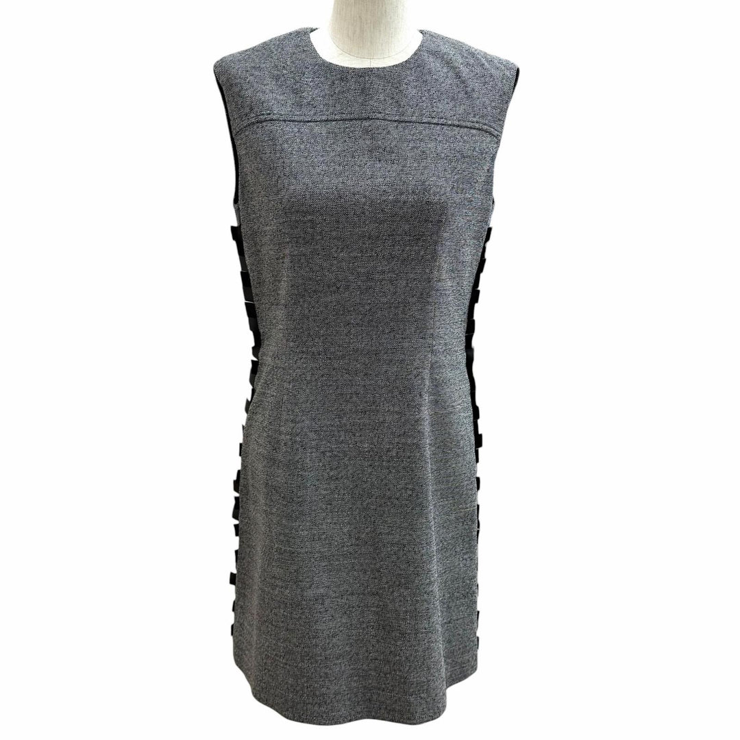 Pristine LOUIS VUITTON one piece Monogram ZIP Leather gray wool Women 34