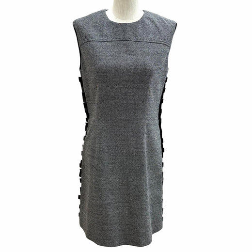 Pristine LOUIS VUITTON one piece Monogram ZIP Leather gray wool Women 34