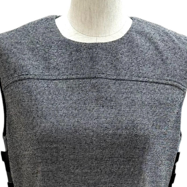 Pristine LOUIS VUITTON one piece Monogram ZIP Leather gray wool Women 34