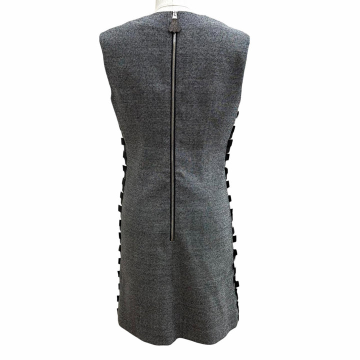 Pristine LOUIS VUITTON one piece Monogram ZIP Leather gray wool Women 34