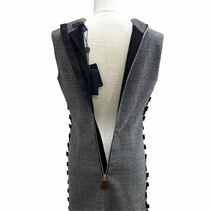 Pristine LOUIS VUITTON one piece Monogram ZIP Leather gray wool Women 34