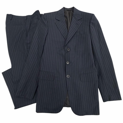 Great LOUIS VUITTON two-piece set Striped 2-piece single suit Navy wool mens 44