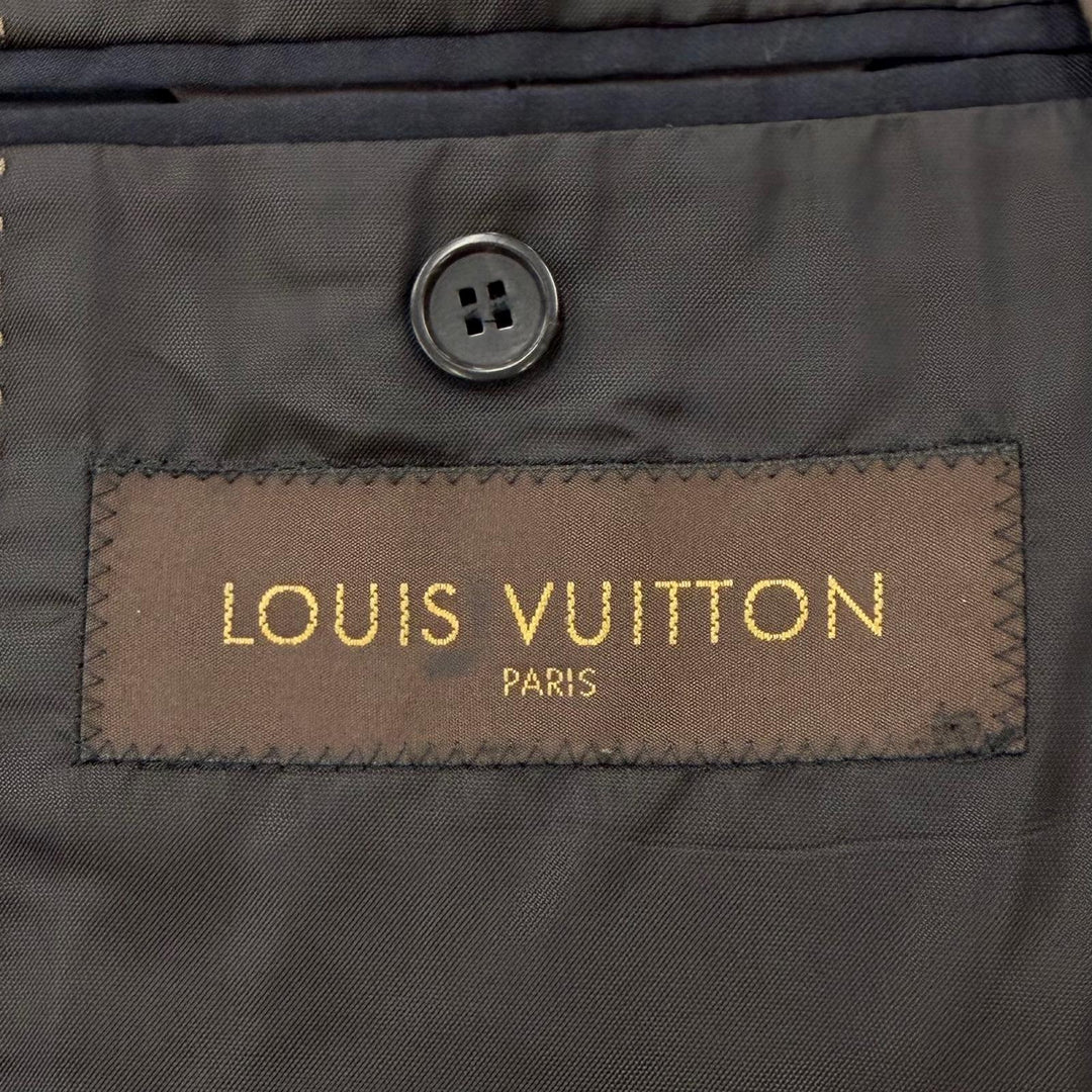 Great LOUIS VUITTON two-piece set Striped 2-piece single suit Navy wool mens 44