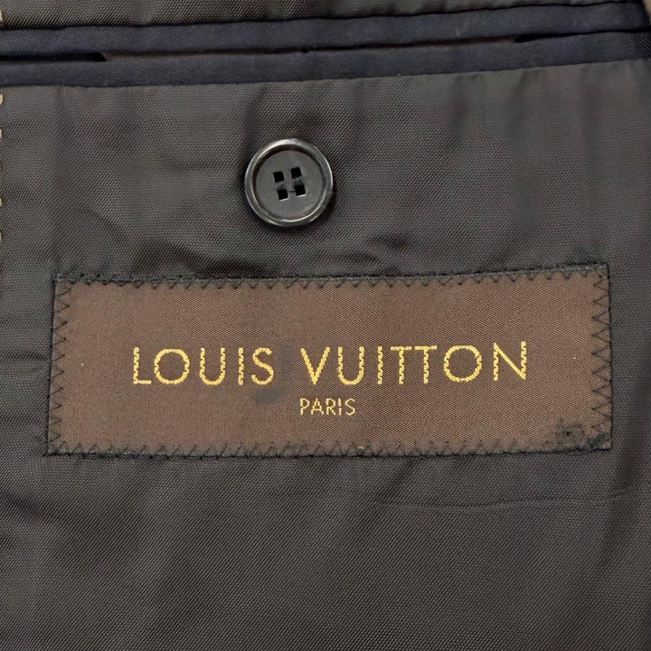 Great LOUIS VUITTON two-piece set Striped 2-piece single suit Navy wool mens 44