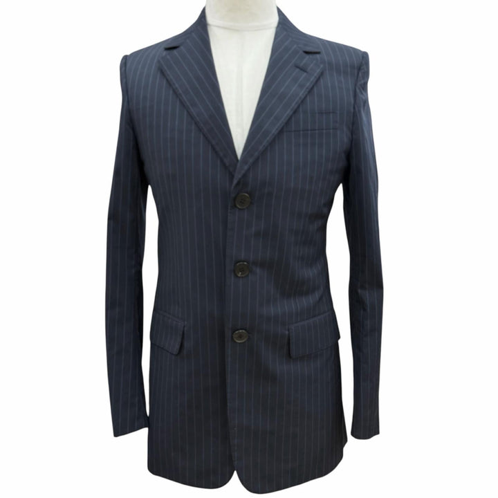 Great LOUIS VUITTON two-piece set Striped 2-piece single suit Navy wool mens 44