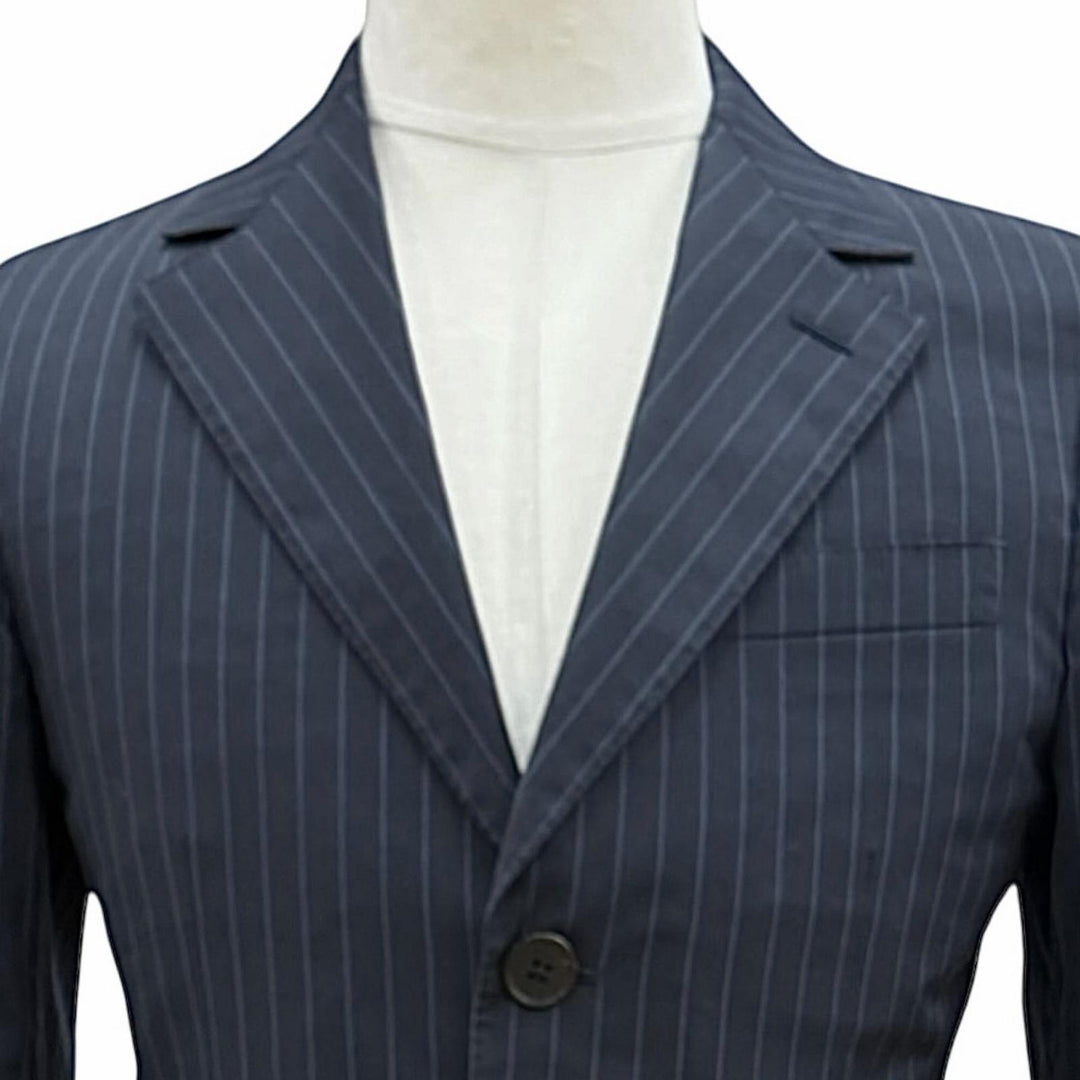 Great LOUIS VUITTON two-piece set Striped 2-piece single suit Navy wool mens 44