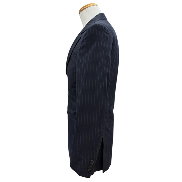 Great LOUIS VUITTON two-piece set Striped 2-piece single suit Navy wool mens 44