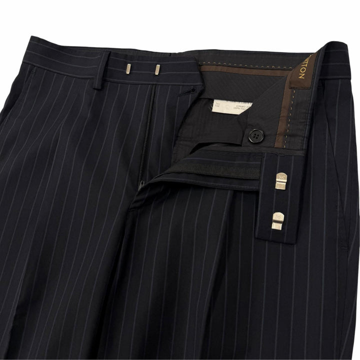 Great LOUIS VUITTON two-piece set Striped 2-piece single suit Navy wool mens 44