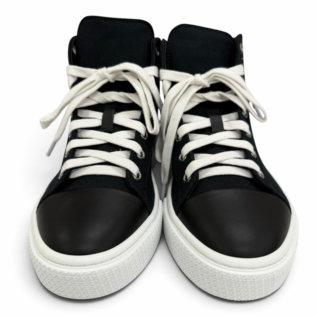 Pristine HERMES High cut sneakers Iriko Logo patch lace-up black canvas IT 38