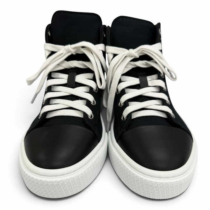 Pristine HERMES High cut sneakers Iriko Logo patch lace-up black canvas IT 38