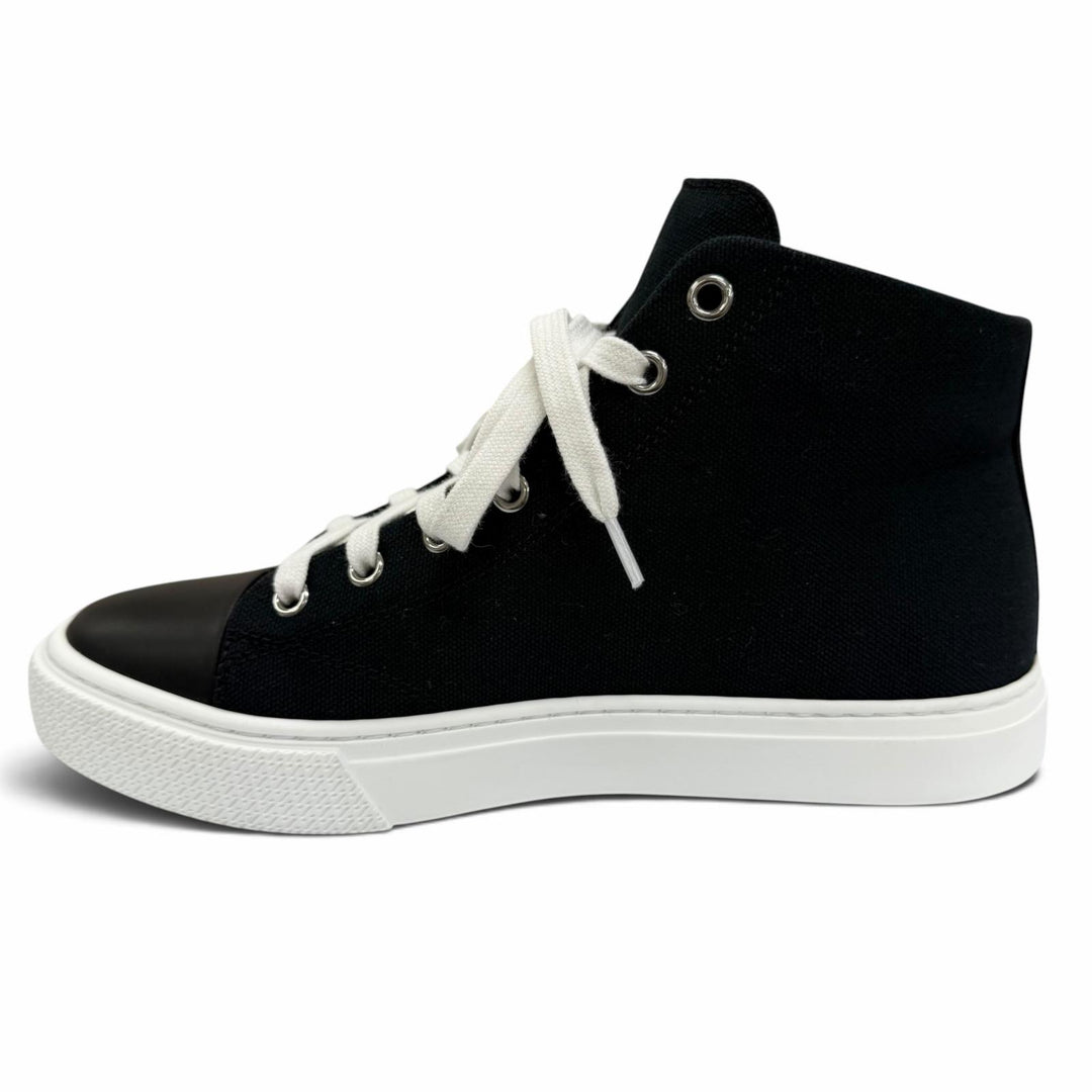 Pristine HERMES High cut sneakers Iriko Logo patch lace-up black canvas IT 38