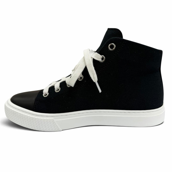 Pristine HERMES High cut sneakers Iriko Logo patch lace-up black canvas IT 38