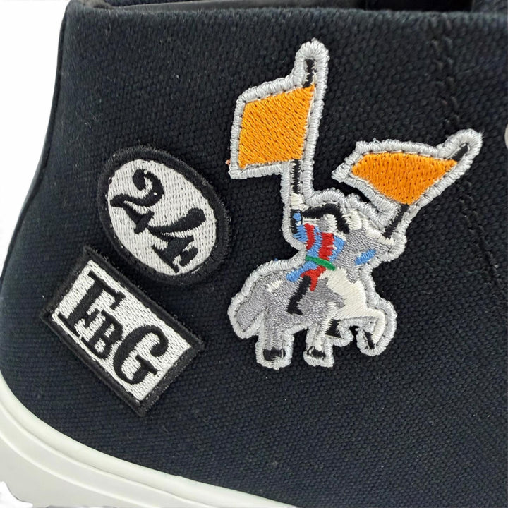 Pristine HERMES High cut sneakers Iriko Logo patch lace-up black canvas IT 38