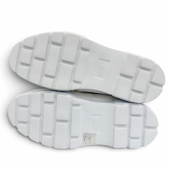 Excellent HERMES short boots fresh Logo leather patch with boa lining white 35