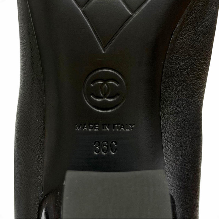 Pristine CHANEL COCO Mark Medium Leather Boots Jockey Boots black 36 G36273