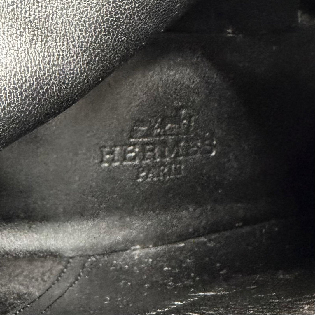 Great HERMES short boots HOMMAGE H Logo Side Zip Ankle Boots black leather 37